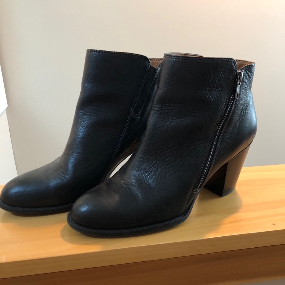 Black leather booties